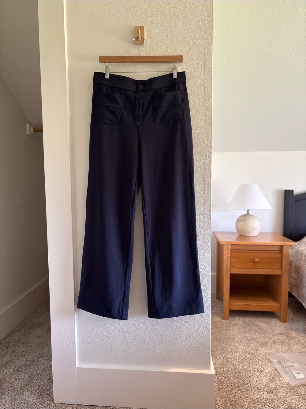 HALARA Navy High-Waist Wide-Leg Pants with Front Patch Pockets - Picture 5 of 6